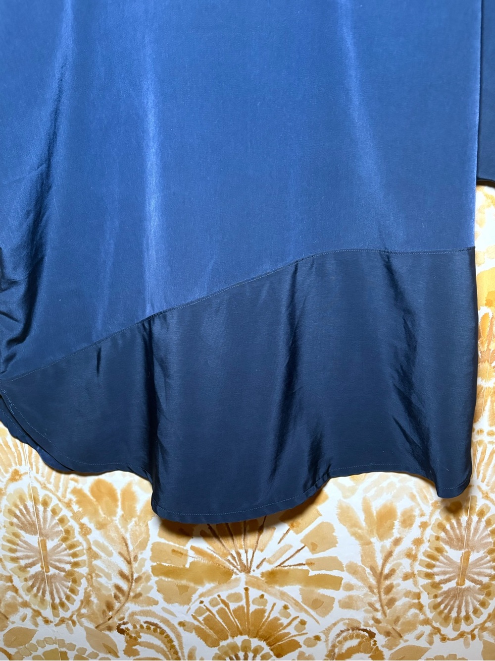 Navy Blue Flowy Peplum Blouse | Minimalist Oversized Top | Coastal Chic Boho - Picture 4 of 7